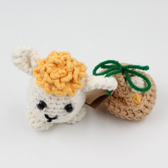 Handmade Crochet Amigurumi Lamb and Egg Basket Stuffed Plush Toy - Picture 2 of 3